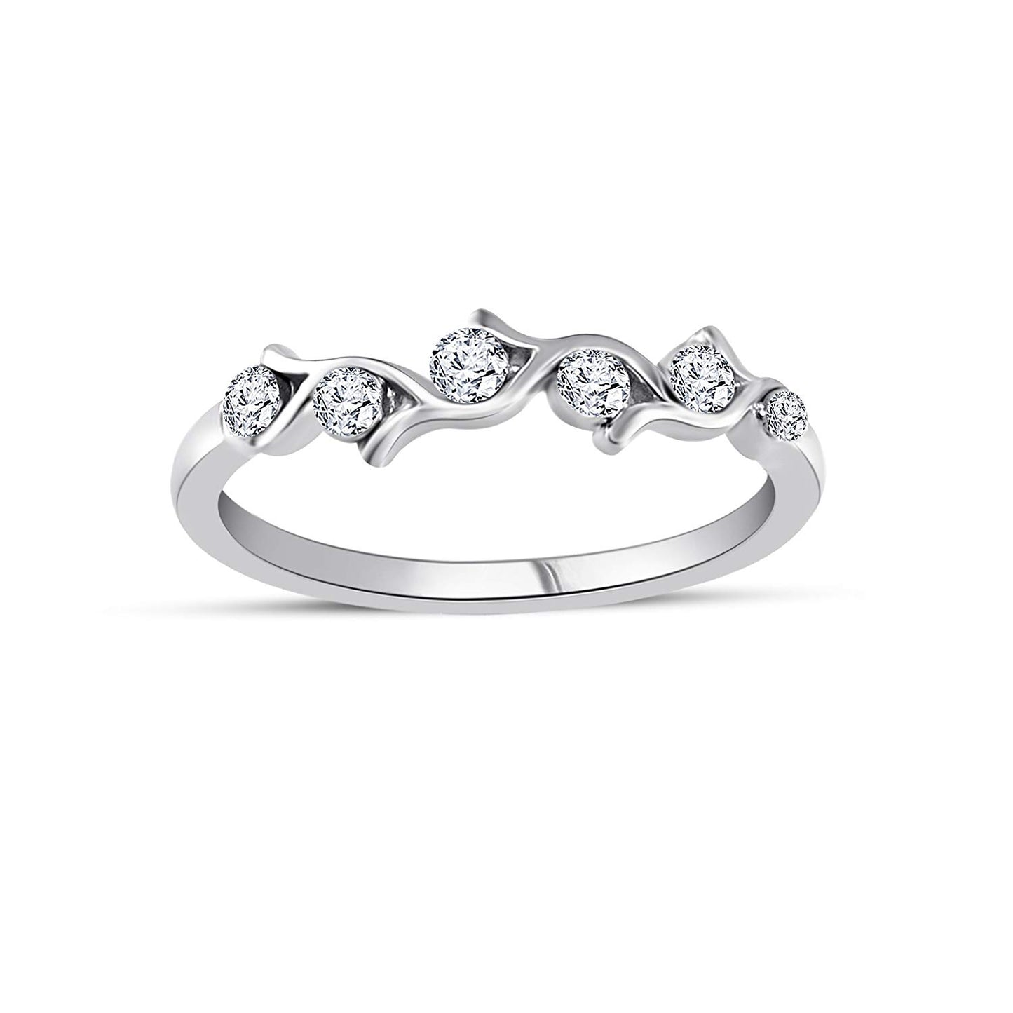 atjewels 14K White Gold Over 925 Sterling Silver Round White Zirconia Cocktail Ring For Women's MOTHER'S DAY SPECIAL OFFER - atjewels.in