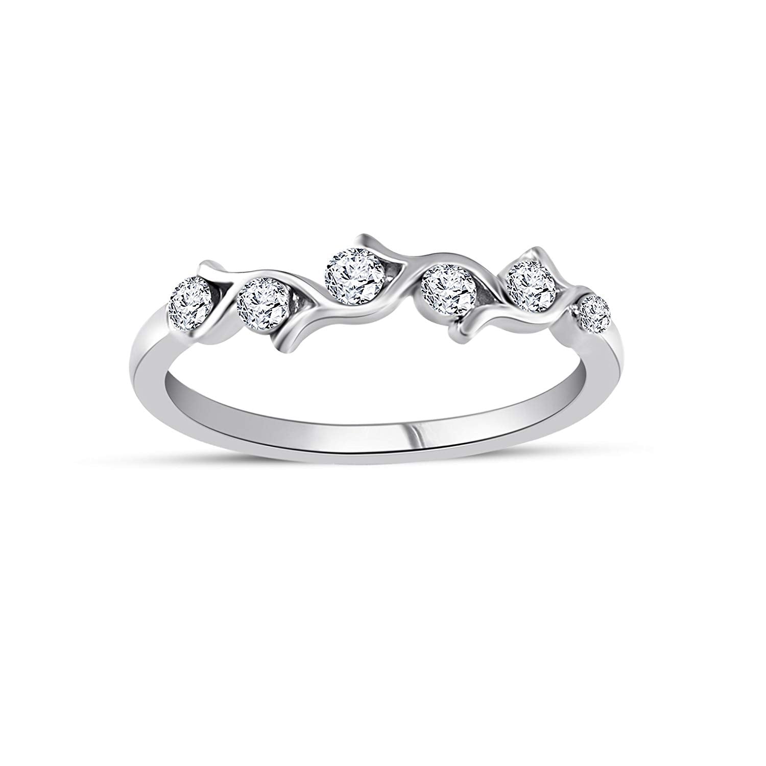 atjewels 14K White Gold Over 925 Sterling Silver Round White Zirconia Cocktail Ring For Women's MOTHER'S DAY SPECIAL OFFER - atjewels.in