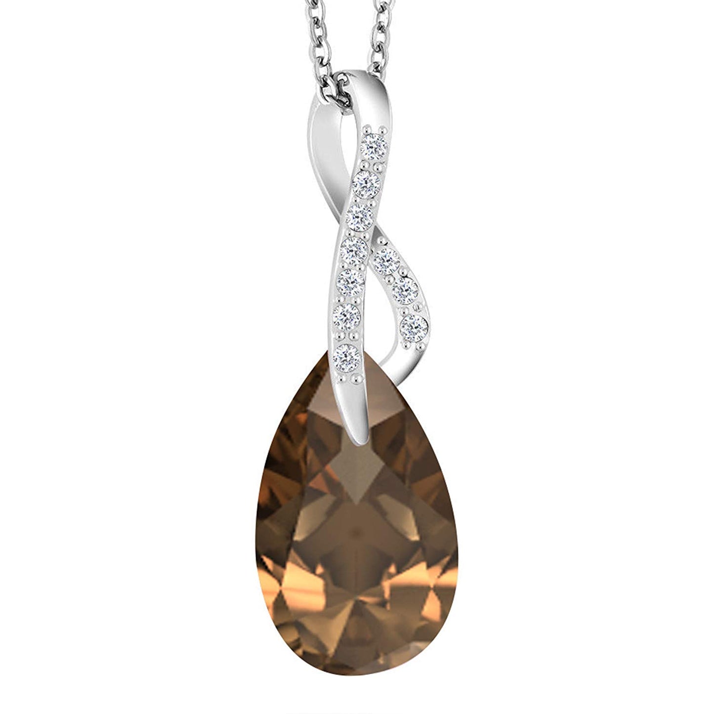atjewels Pear & Round Cut Selectable Gemstone & White CZ .925 Sterling Silver Infinity Pendant For Girl's & Women's For Christmas Special - atjewels.in