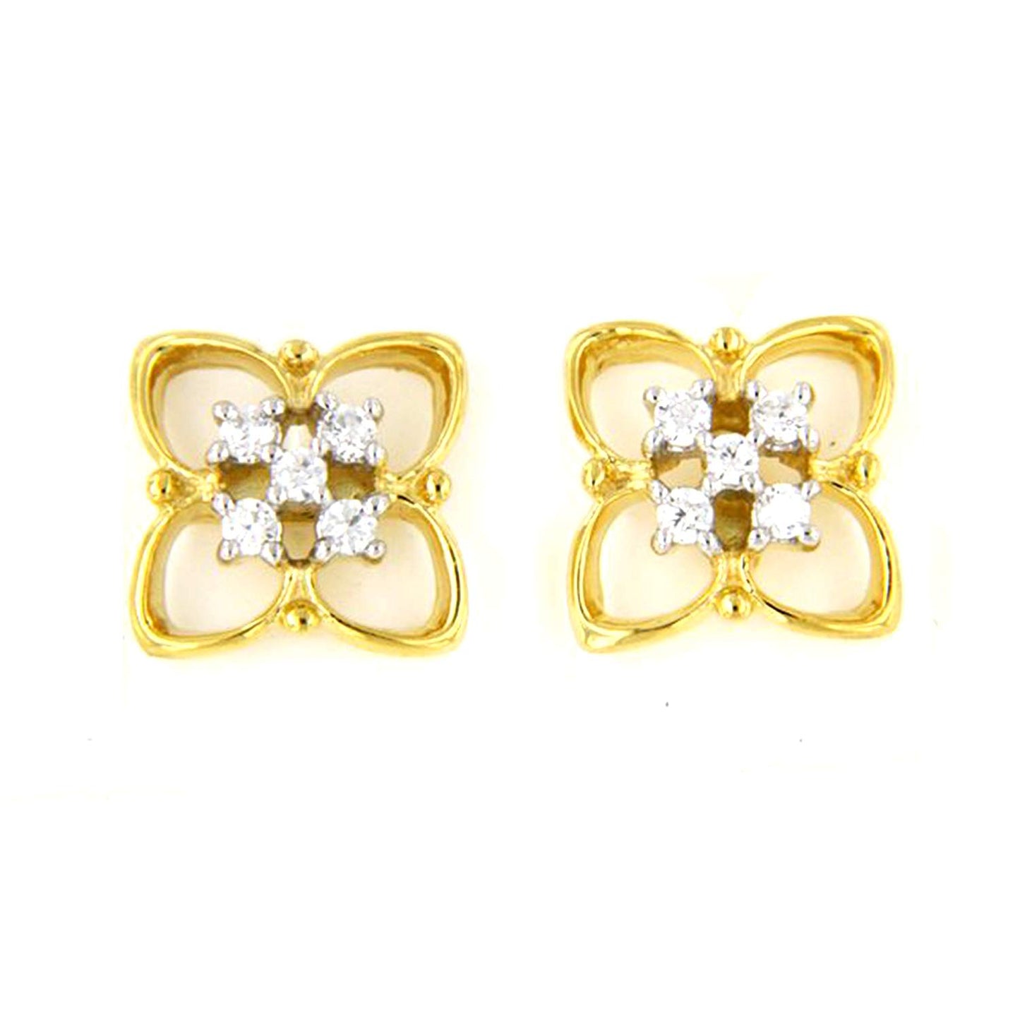 atjewels Solid 18k Yellow Gold Over 925 Sterling Silver White CZ Wedding Stud Earrings MOTHER'S DAY SPECIAL OFFER - atjewels.in