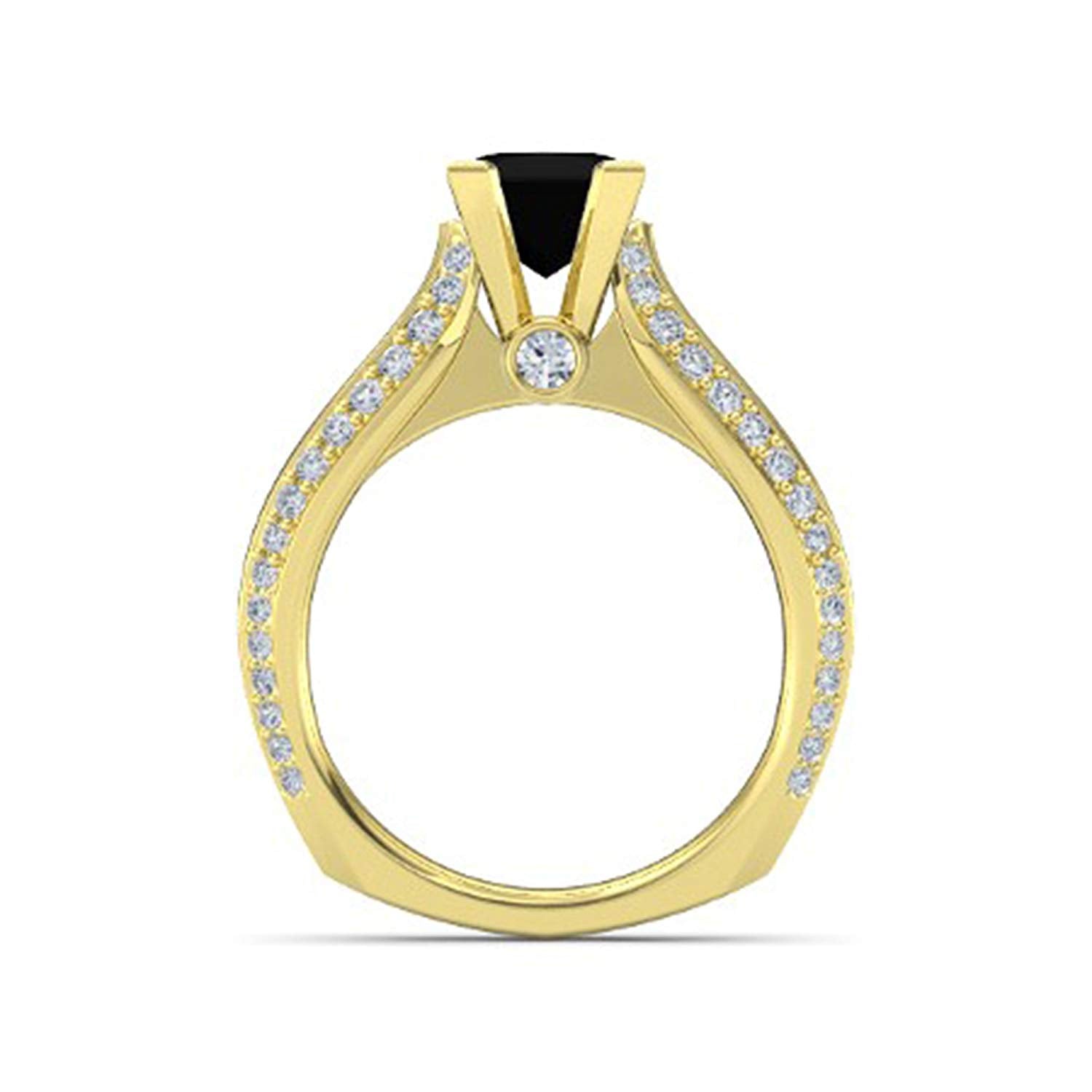 Princess Cut Black CZ Yellow Gold Plated 925 Sterling Silver Disney Princess Jasmine Engagement Ring MOTHER'S DAY SPECIAL OFFER - atjewels.in