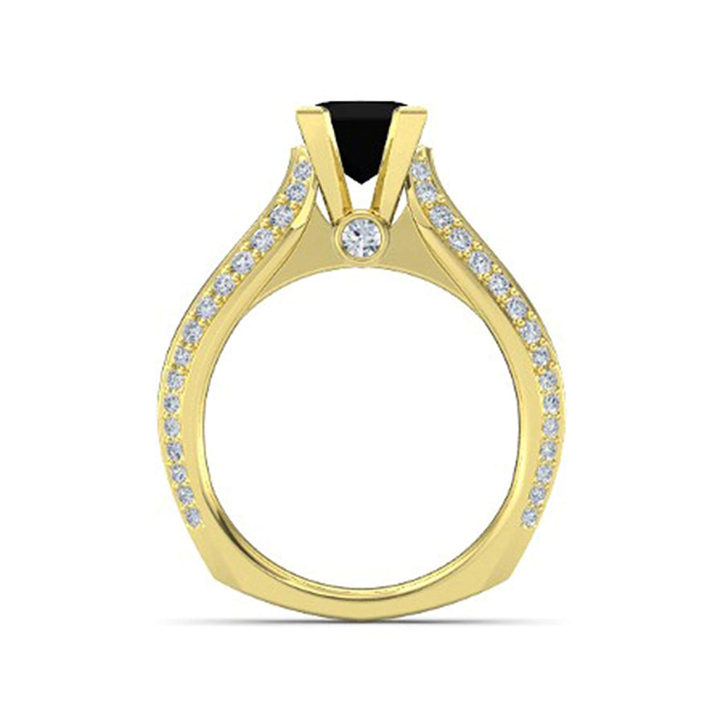 Princess Cut Black CZ Yellow Gold Plated 925 Sterling Silver Disney Princess Jasmine Engagement Ring MOTHER'S DAY SPECIAL OFFER - atjewels.in