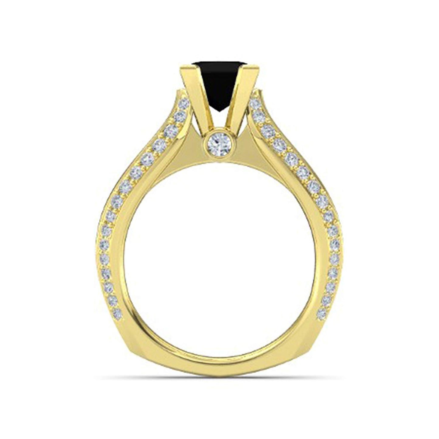 Princess Cut Black CZ Yellow Gold Plated 925 Sterling Silver  Princess J Engagement Ring MOTHER'S DAY SPECIAL OFFER - atjewels.in