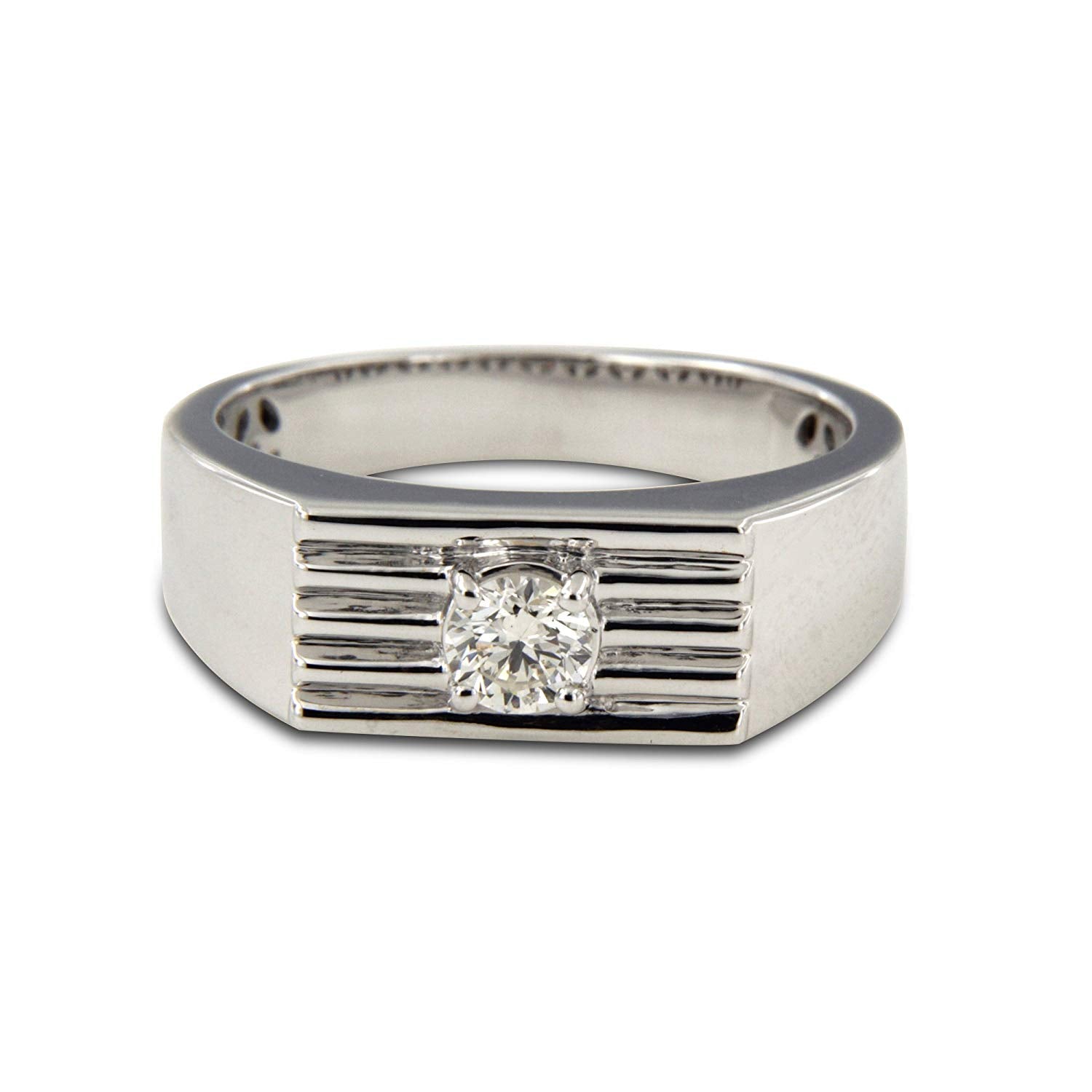 atjewels 14K White Gold Over 925 Silver White Round CZ Diamond in Prong Set Special Father's day Mens Band Ring MOTHER'S DAY SPECIAL OFFER - atjewels.in