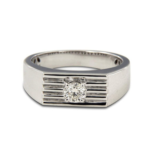 atjewels 14K White Gold Over 925 Silver White Round CZ Diamond in Prong Set Special Father's day Mens Band Ring MOTHER'S DAY SPECIAL OFFER - atjewels.in