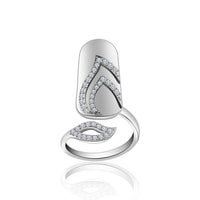 14k White Gold Over .925 Sterling Round Fashionable White Zircon Nail Ring Free Sizing For Women's - atjewels.in