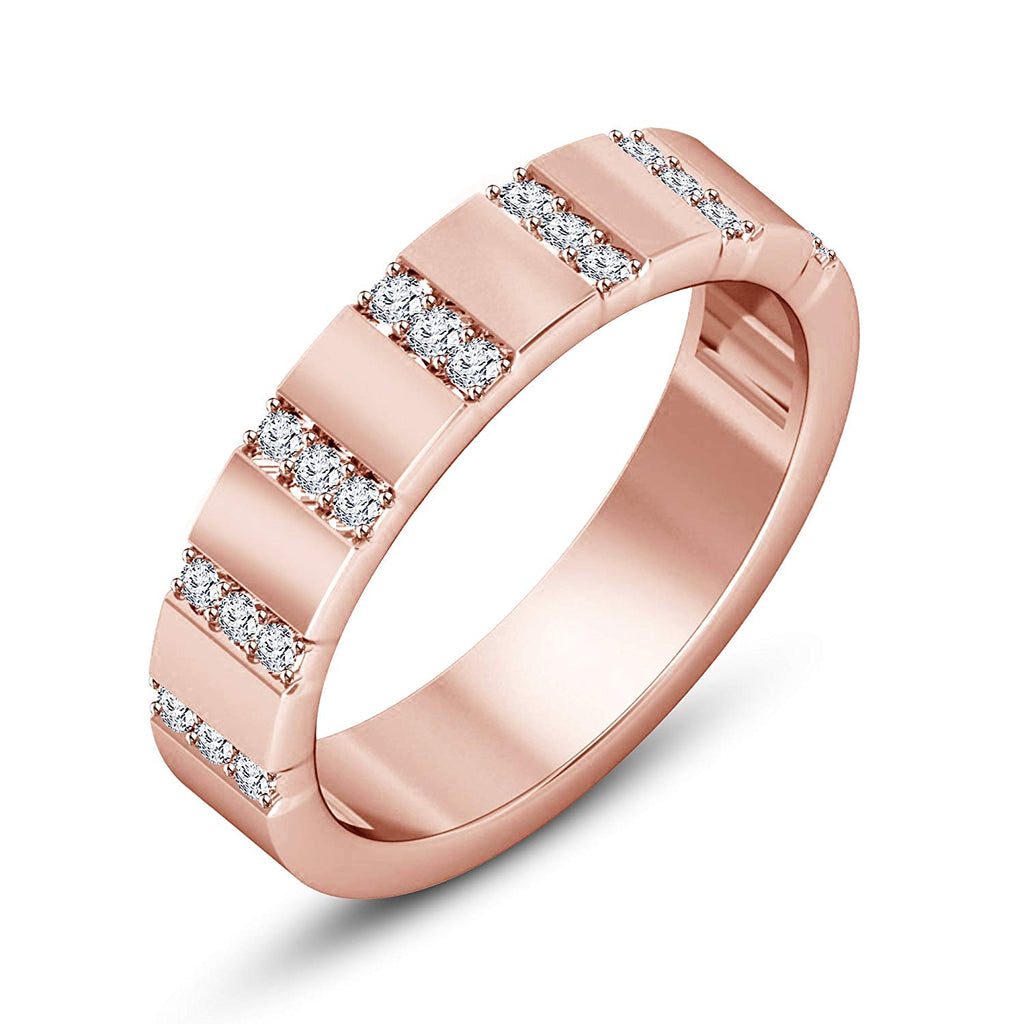 atjewels 14K Rose Gold Over 925 Sterling Silver Round White Zirconia Wedding Band Ring For Men's MOTHER'S DAY SPECIAL OFFER - atjewels.in