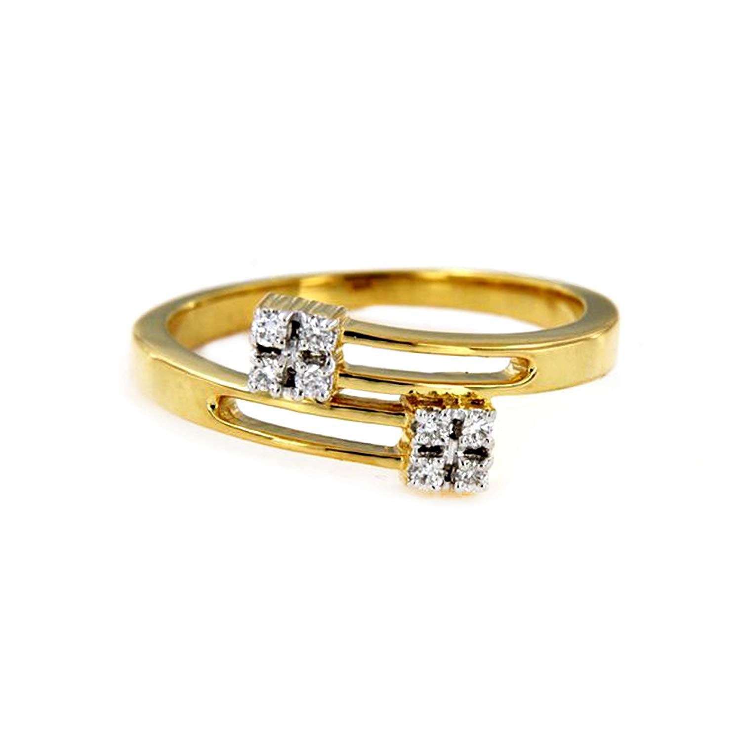 atjewels Bypass Ring For Women in 18K Yellow Gold Over .925 Silver Round White CZ MOTHER'S DAY SPECIAL OFFER - atjewels.in