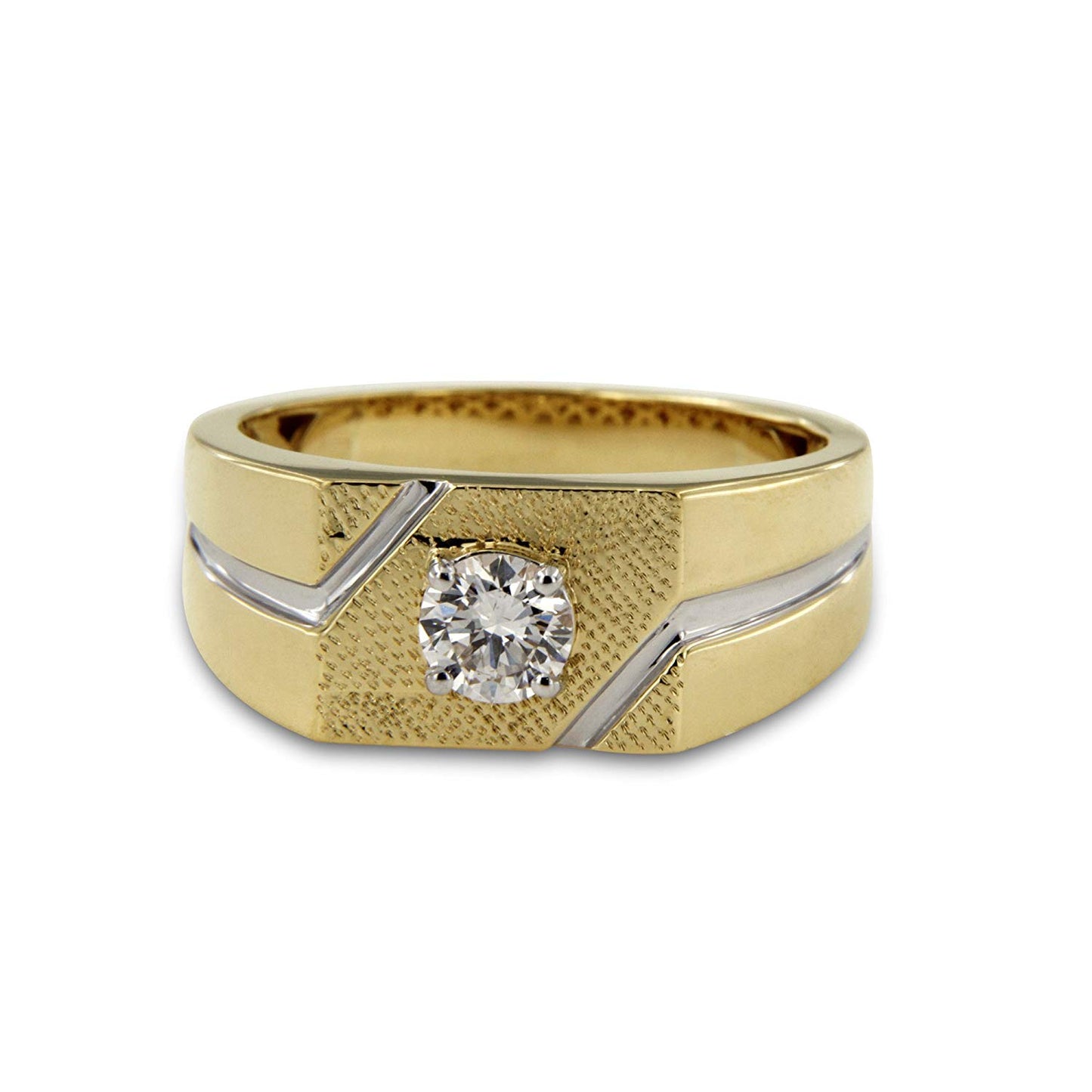 atjewels White Round CZ Two tone Gold Over 925 Sterling Silver in Prong Set Mens Band Ring MOTHER'S DAY SPECIAL OFFER - atjewels.in