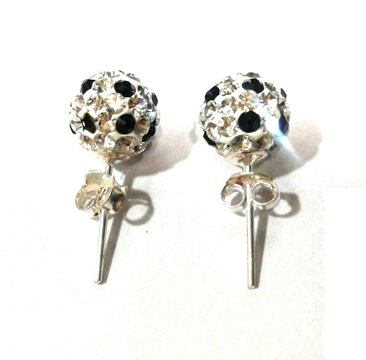 atjewels Round Cut Crystal Sterling Silver Pave Ball Stud Earrings, Crystal Fireball Disco Ball Earrings 1 Pair For Girl's and Women's Fancy Party Wear Earrings - atjewels.in