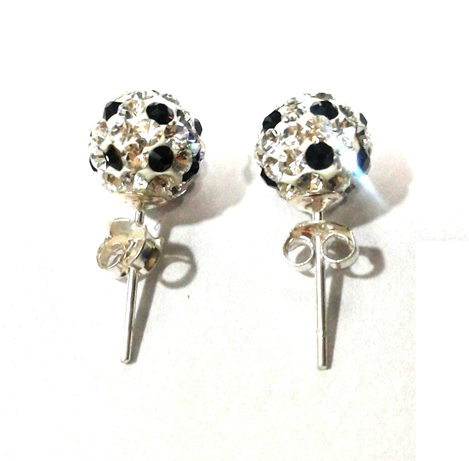 atjewels Round Cut Crystal Sterling Silver Pave Ball Stud Earrings, Crystal Fireball Disco Ball Earrings 1 Pair For Girl's and Women's Fancy Party Wear Earrings - atjewels.in