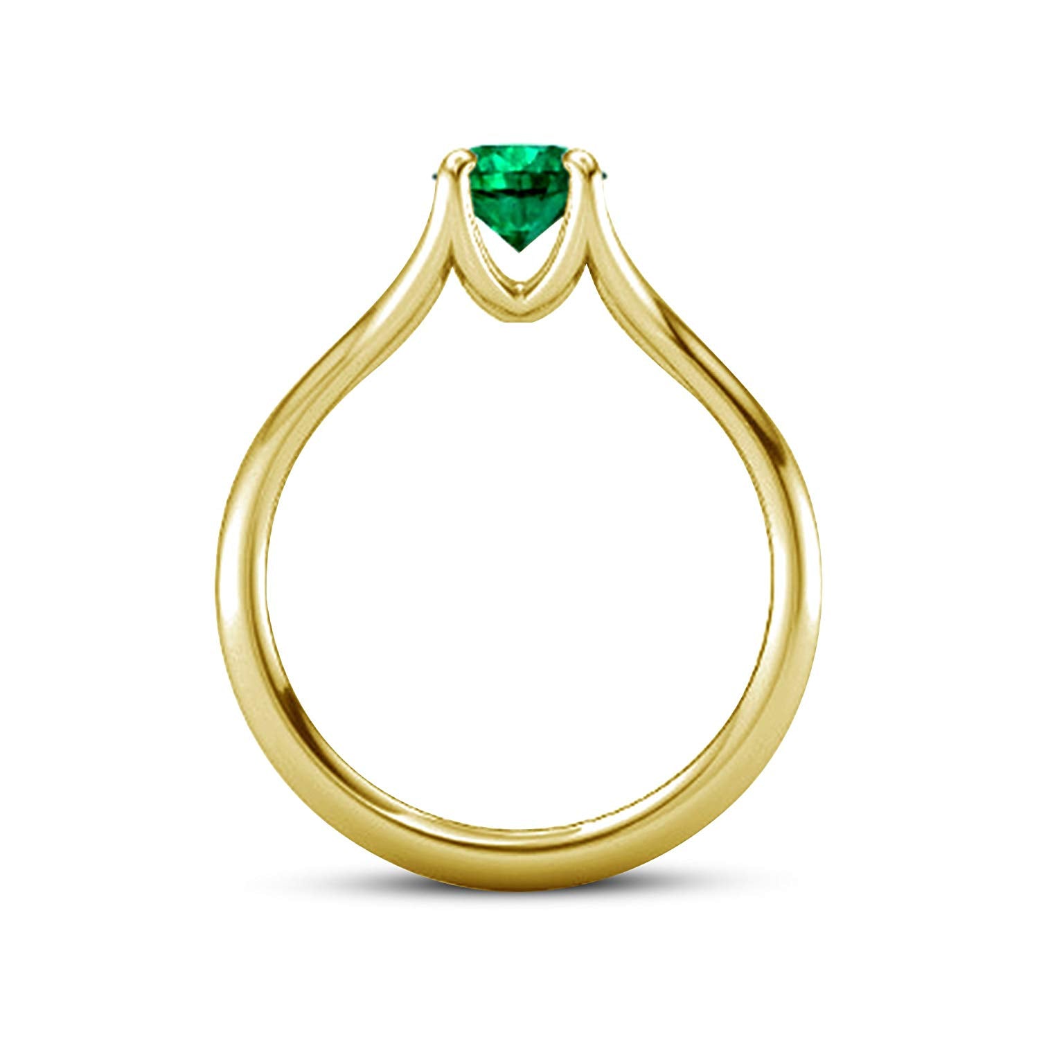 atjewels 14k Yellow Gold Over 925 Silver 0.63 Ct Round Emerald Engagement Ring Free Sizing For Women MOTHER'S DAY SPECIAL OFFER - atjewels.in