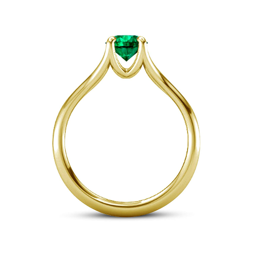 atjewels 14k Yellow Gold Over 925 Silver 0.63 Ct Round Emerald Engagement Ring Free Sizing For Women MOTHER'S DAY SPECIAL OFFER - atjewels.in