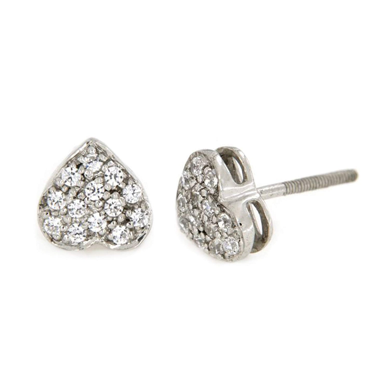 atjewels 18K White Gold Over 925 Sterling Siver White CZ Heart Stud Earring MOTHER'S DAY SPECIAL OFFER - atjewels.in