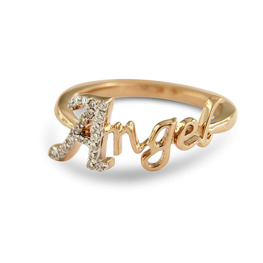athewels 14K Rose Gold Plated on 925 Sterling Silver with White Round Zirconia Angel Ring For Unisex MOTHER'S DAY SPECIAL OFFER - atjewels.in