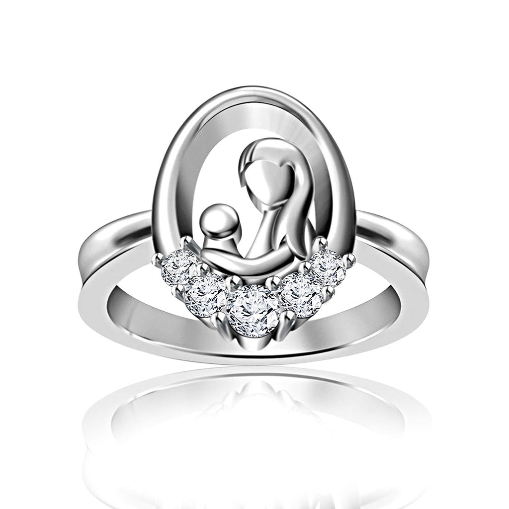 atjewels 18K White Gold Over .925 Sterling Silver White Diamond Mothers Day Special Ring MOTHER'S DAY SPECIAL OFFER - atjewels.in
