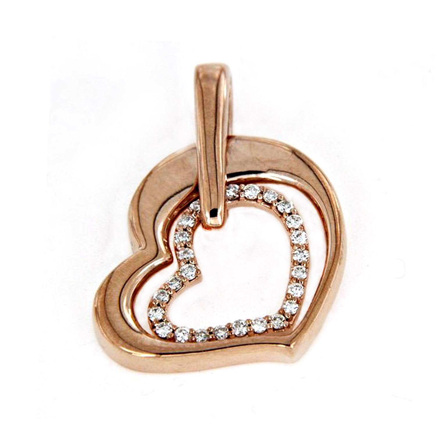 atjewels 14K Rose Gold Plated .925 Sterling Silver Round White CZ Heart Shape Pendant MOTHER'S DAY SPECIAL OFFER - atjewels.in