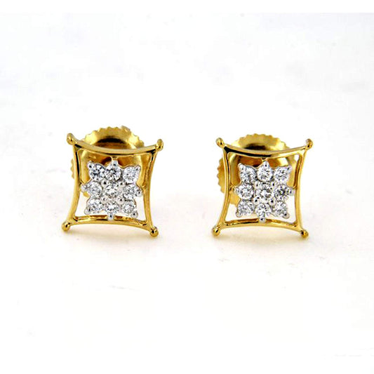 atjewels 18k Yellow Gold Plated 925 Sterling Silver White Diamond Stud Earrings For Women MOTHER'S DAY SPECIAL OFFER - atjewels.in