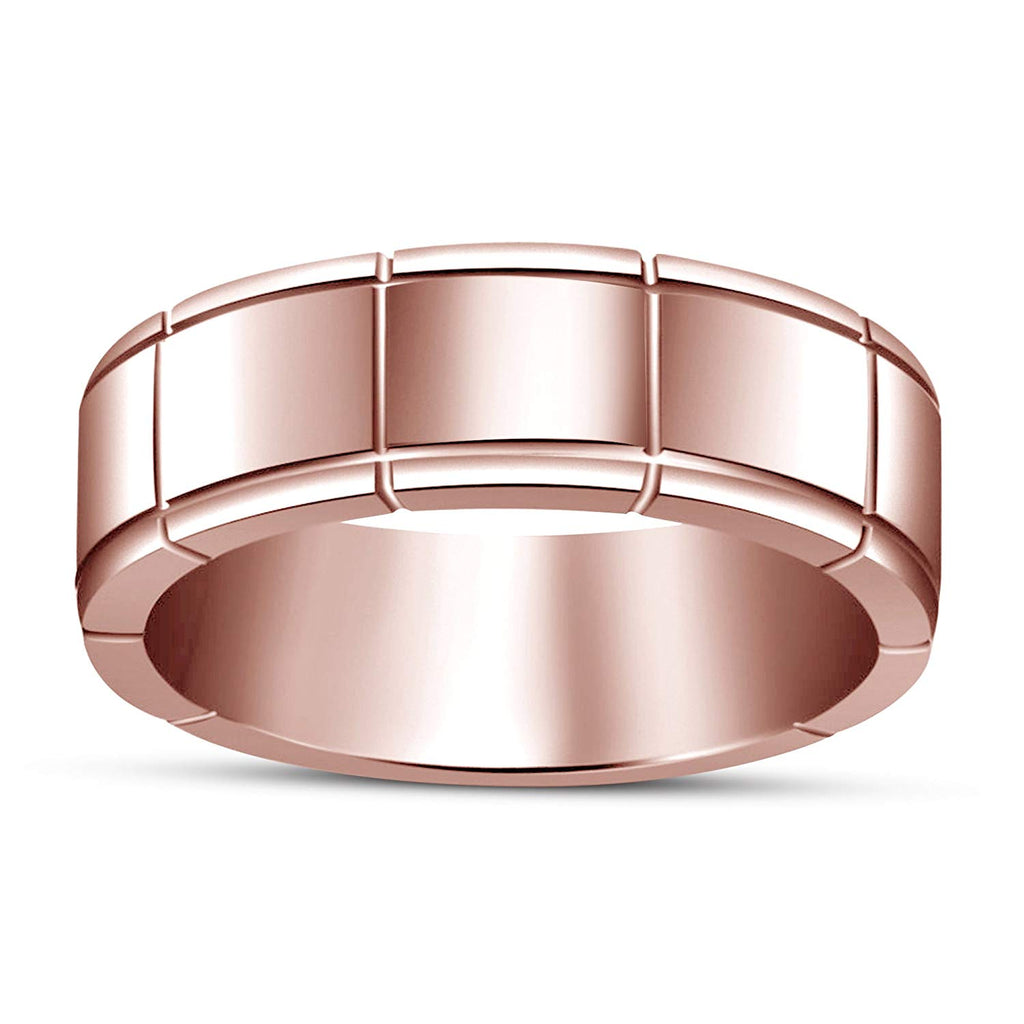 atjewels 14K Rose Gold Over 925 Sterling Silver Plain Engagement Band Ring For Men's MOTHER'S DAY SPECIAL OFFER - atjewels.in