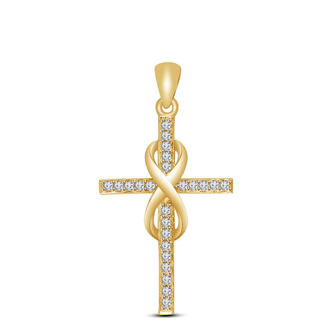 atjewels 18K Yellow Gold Over 925 Sterling White CZ Cross Pendant MOTHER'S DAY SPECIAL OFFER - atjewels.in