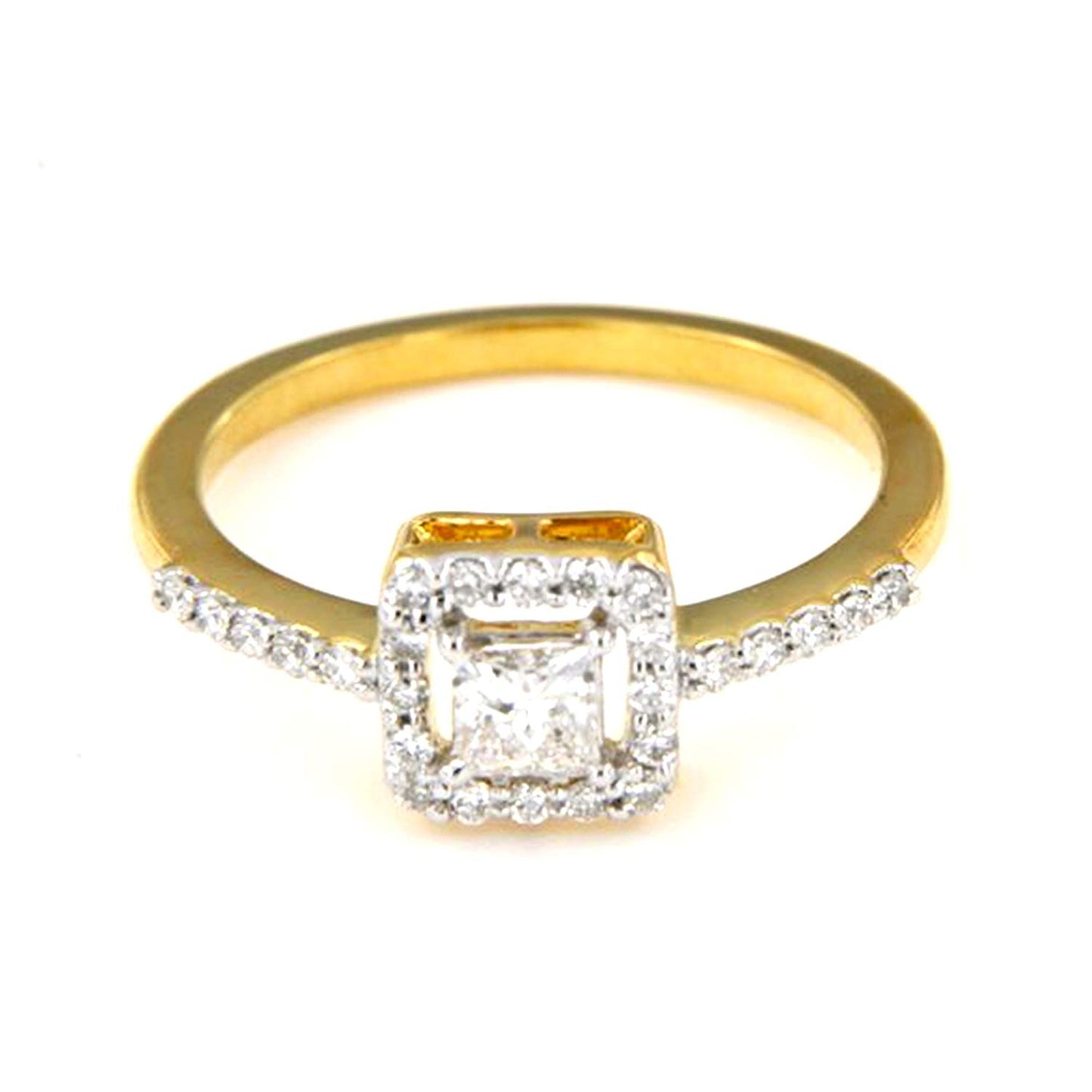 atjewels 18K Yellow Gold Over .925 Sterling Round White CZ Flower Ring MOTHER'S DAY SPECIAL OFFER - atjewels.in