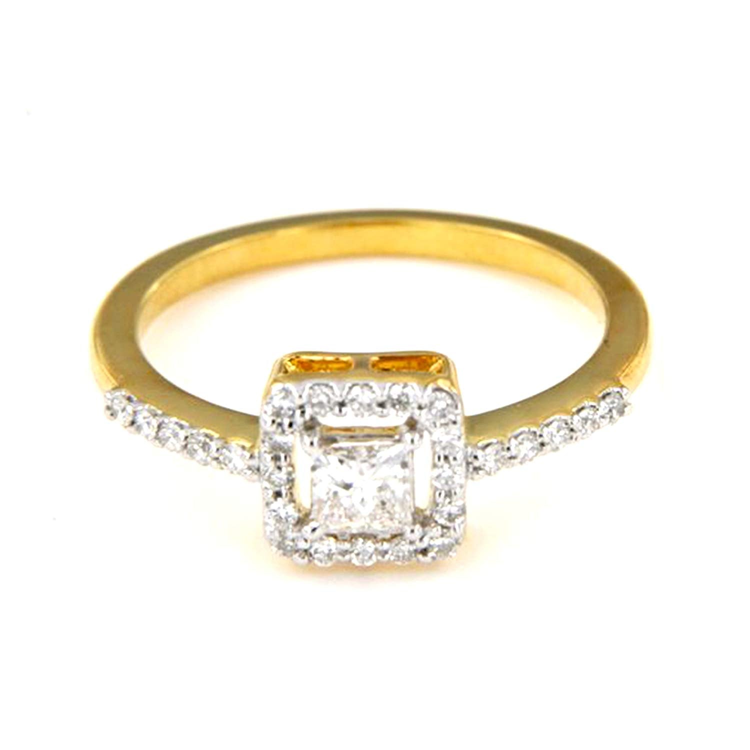 atjewels 18K Yellow Gold Over .925 Sterling Round White CZ Flower Ring MOTHER'S DAY SPECIAL OFFER - atjewels.in