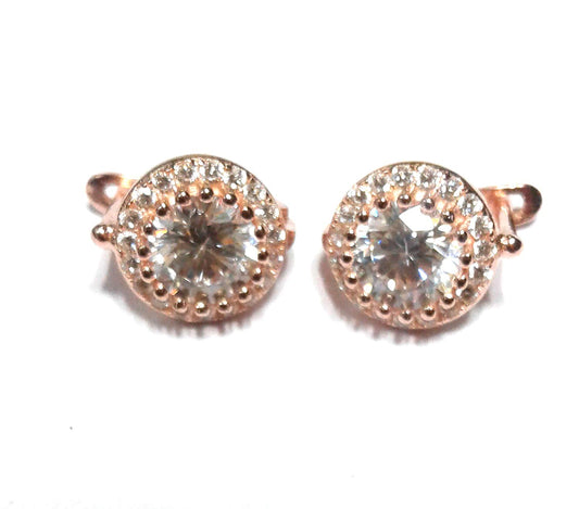 atjewels Round Cut White CZ 14k Rose Gold Over 925 Sterling Silver Hoop Earrings For Girl's and Women's For MOTHER'S DAY SPECIAL OFFER - atjewels.in