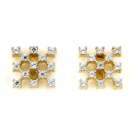 atjewels White CZ Anniversary Stud Earrings in 18k Yellow Gold Over 925 Sterling Silver MOTHER'S DAY SPECIAL OFFER - atjewels.in
