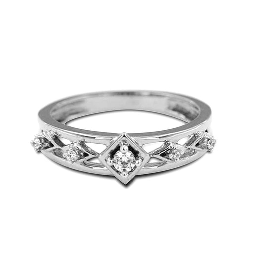 atjewels Diwali Offer! Five Stone Wedding Ring 0.25 TCW White CZ With 14K White Gold Over 925 Silver MOTHER'S DAY SPECIAL OFFER - atjewels.in