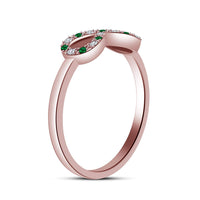 atjewels 14K Rose Gold Over .925 Silver White and Green Emerald Infinity Ring Size Free MOTHER'S DAY SPECIAL OFFER - atjewels.in