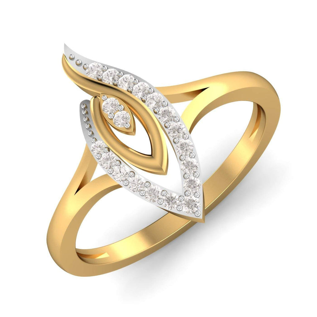atjewels 18K Two tone Gold on Silver Round White Simulated Diamond Eye shape Lovely Embrace Ring For Women's MOTHER'S DAY SPECIAL OFFER - atjewels.in