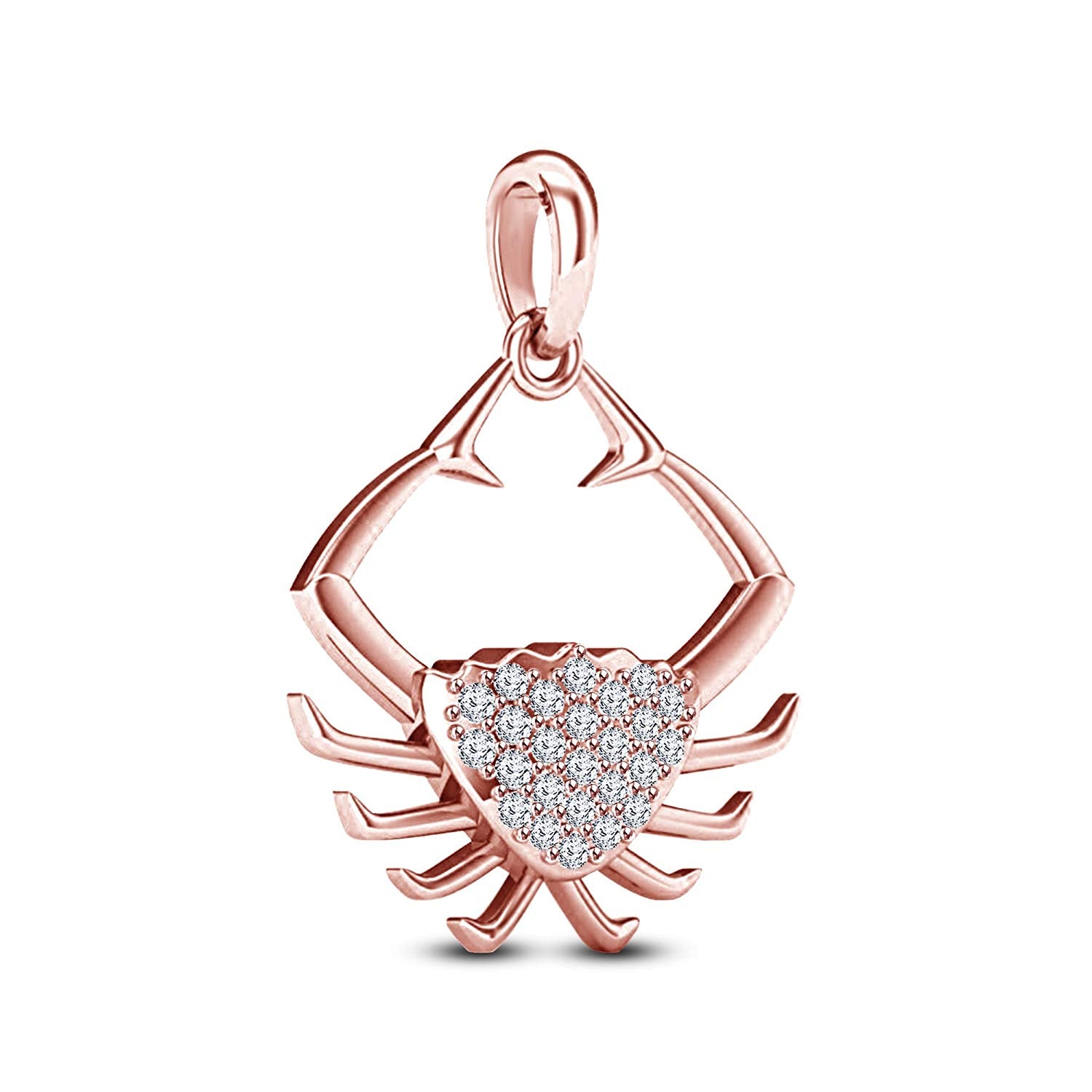 atjewels Sea Crab Pendant For Men's in 18K Rose Gold On .925 Silver White Zirconia MOTHER'S DAY SPECIAL OFFER - atjewels.in
