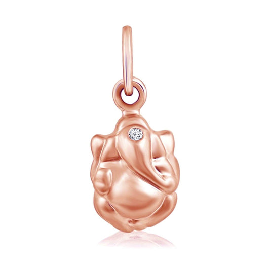 atjewels Ganesh Pendant In 14K Rose Gold Over 925 Silver Round White Diamond For Women's MOTHER'S DAY SPECIAL OFFER - atjewels.in