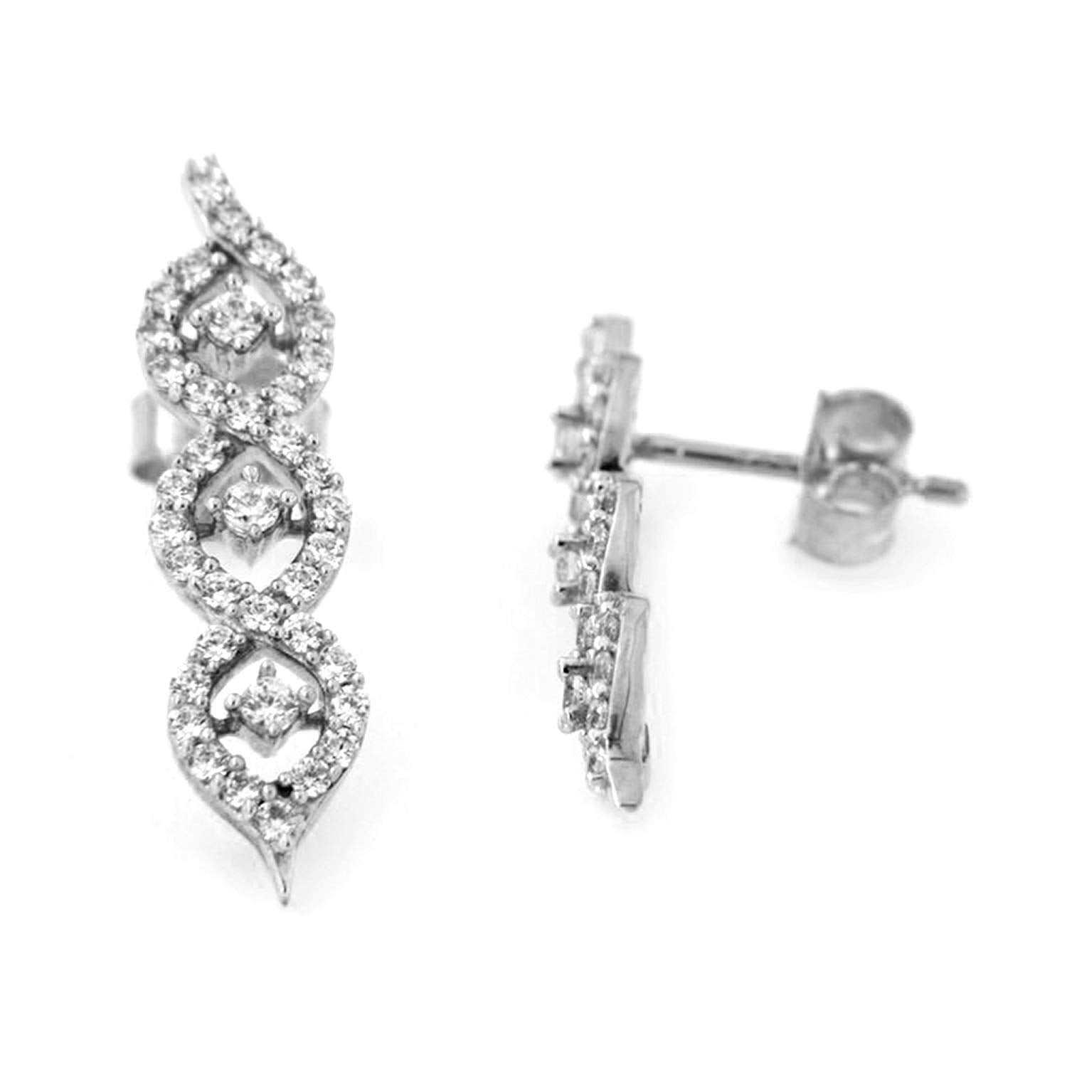 atjewels 1.55 CT with 18K White Gold Over Sterling Round Cut White CZ Stylish Drop Dangle Earrings MOTHER'S DAY SPECIAL OFFER - atjewels.in