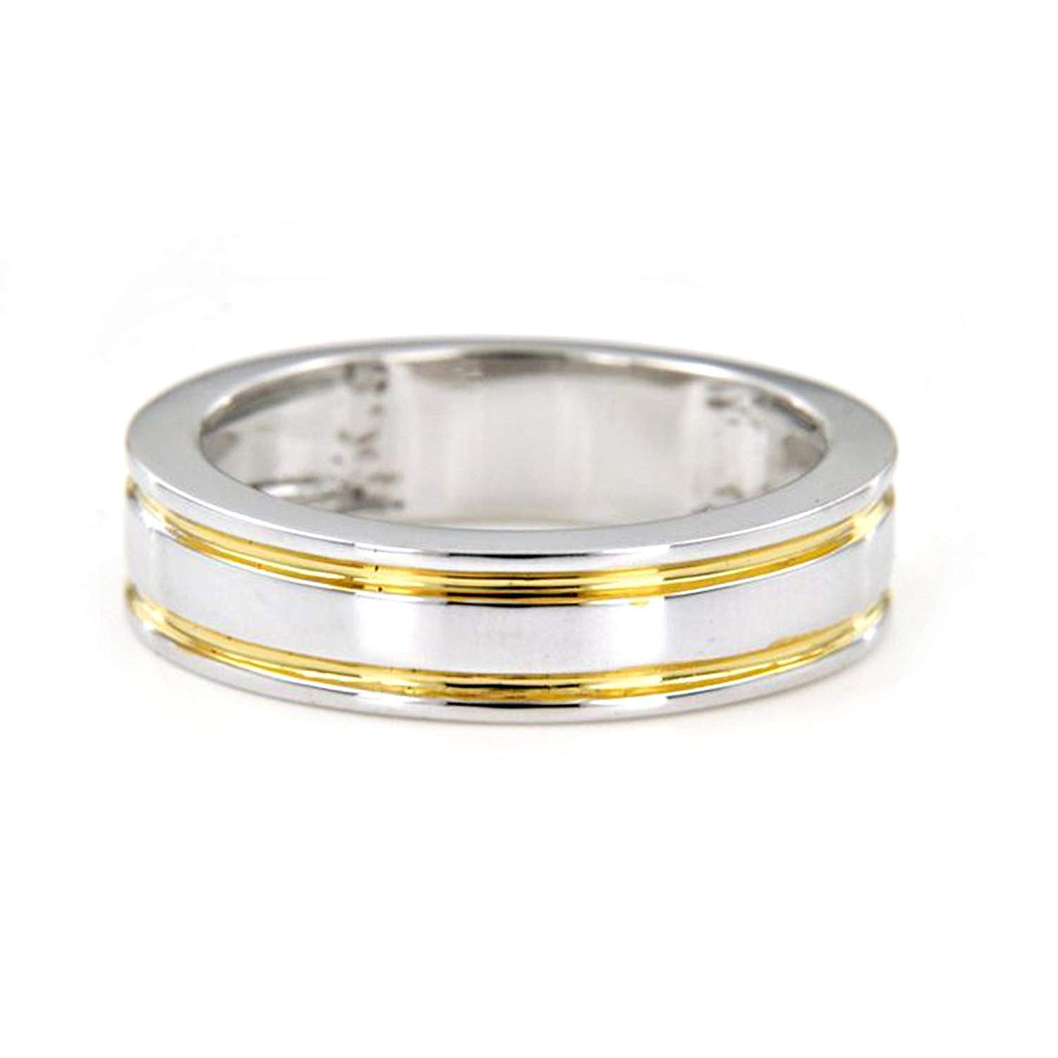 Men's Wedding Band Ring For Free Shipping in 18K White & Yellow Gold Over .925 Sterling Silver MOTHER'S DAY SPECIAL OFFER - atjewels.in