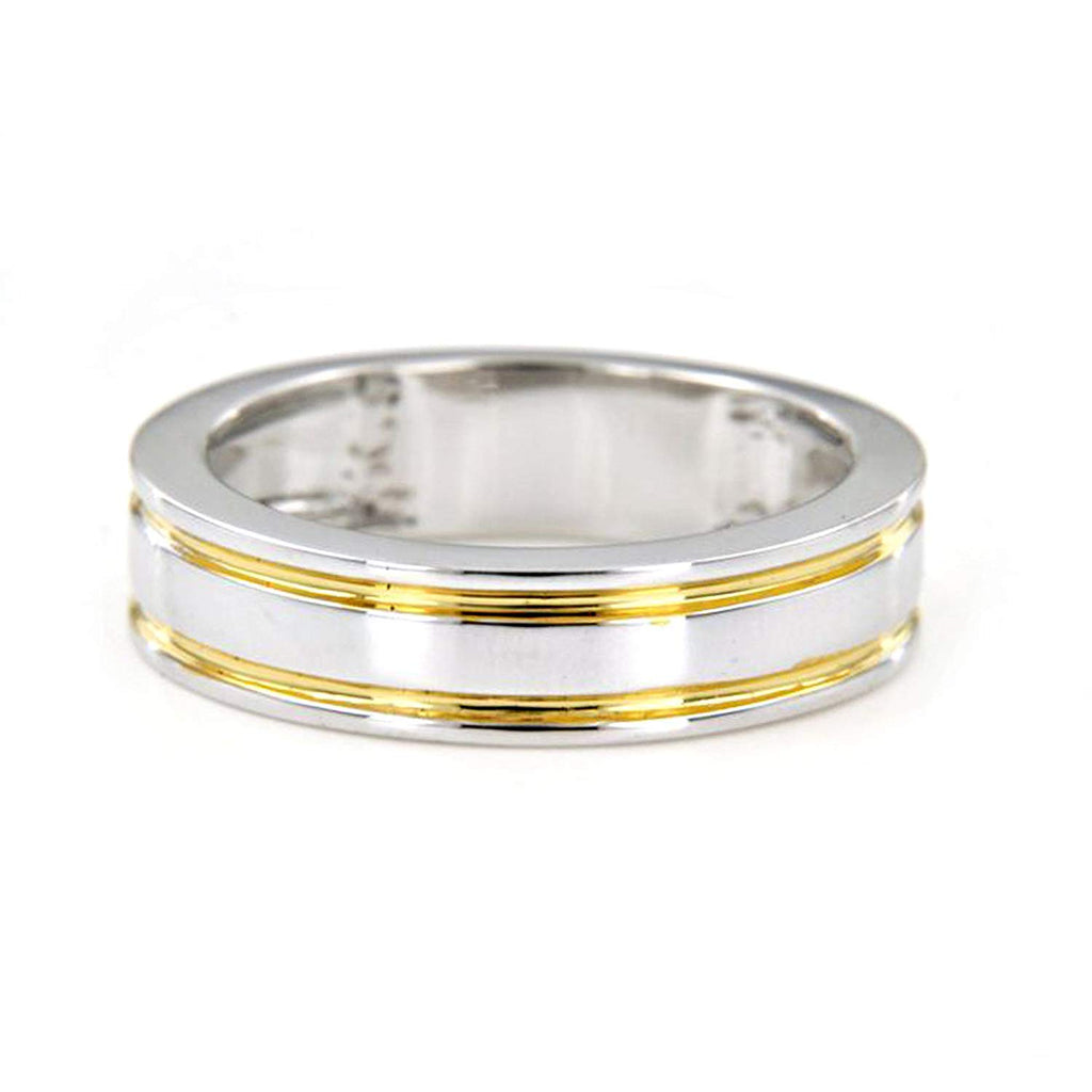 Men's Wedding Band Ring For Free Shipping in 18K White & Yellow Gold Over .925 Sterling Silver MOTHER'S DAY SPECIAL OFFER - atjewels.in
