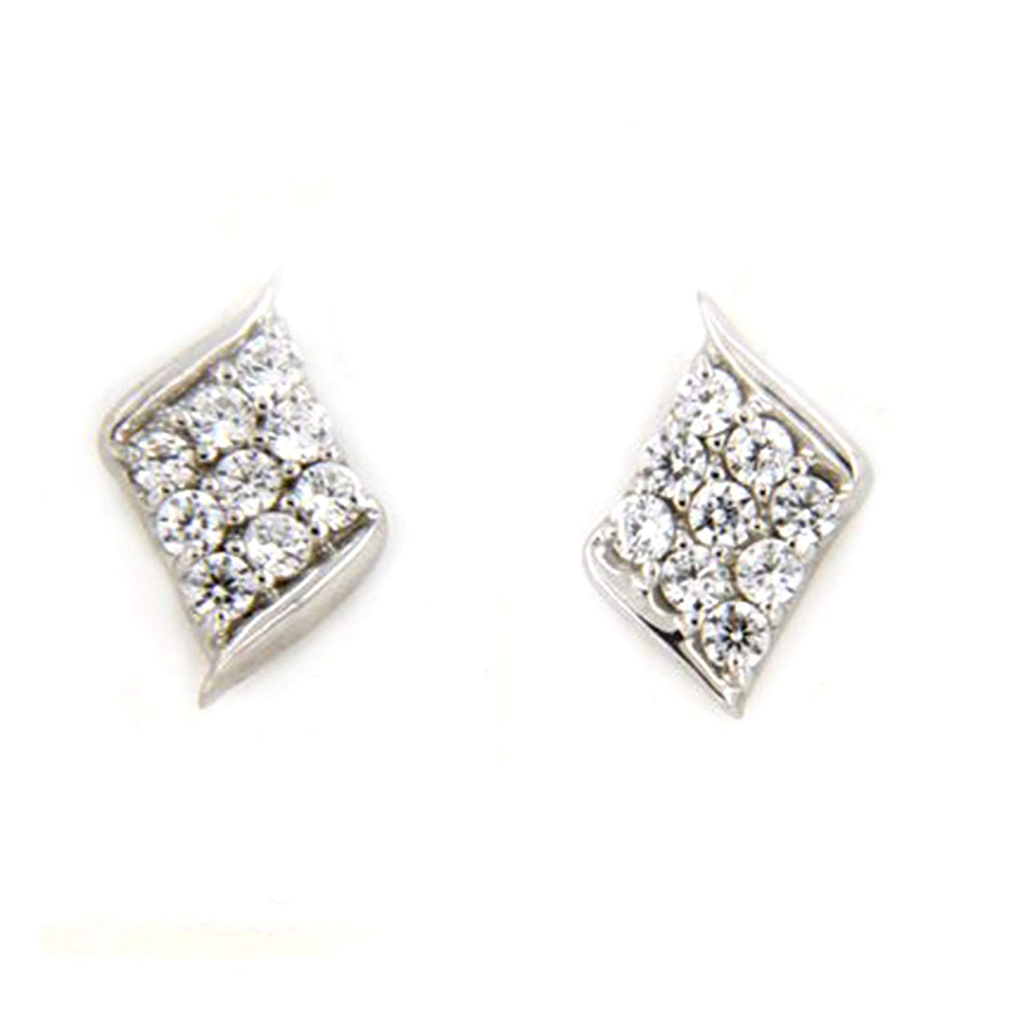 atjewels Women's Daily Use White CZ Engagement Stud Earrings in 18k White Gold Over 925 Sterling MOTHER'S DAY SPECIAL OFFER - atjewels.in