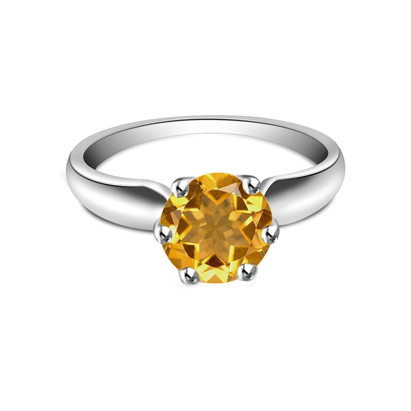 atjewels Round Cut Multi-Color Gemstone .925 Sterling Silver Solitaire Engagement Ring For Women's and Girl's For Diwali Special - atjewels.in