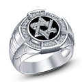 atjewels Round White Cubic Zirconia Black Meen Work and White Gold Finish on 925 Sterling Silver Star Ring MOTHER'S DAY SPECIAL OFFER - atjewels.in