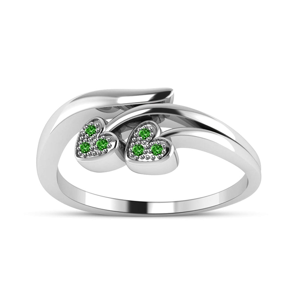 atjewels 18K White Gold On .925 Sterling Silver Green Emerald Bypass Ring for Women's MOTHER'S DAY SPECIAL OFFER - atjewels.in