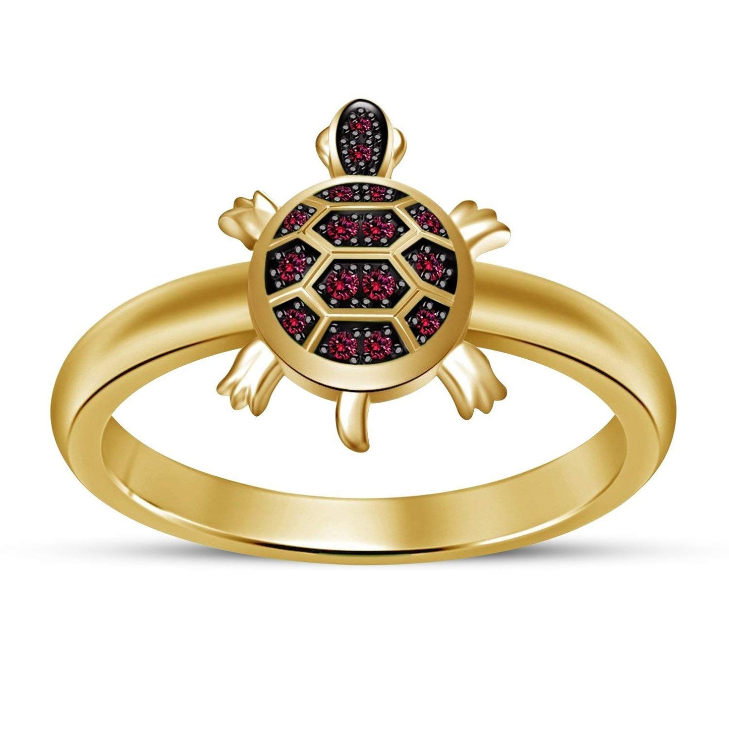 atjewels Round Cut Pink Sapphire Multi-tone .925 Sterling Silver Tortoise Ring For Unisex For Dussehra Special - atjewels.in