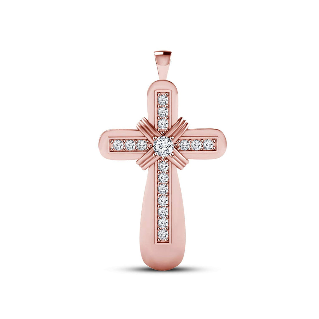 atjewels 18K Rose Gold Over 925 Sterling White Cubic Zirconia Cross Pendant MOTHER'S DAY SPECIAL OFFER - atjewels.in