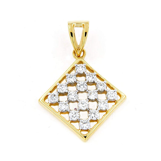 atjewels 14K Two Tone Gold Plated on .925 Sterling Silver Square Shape Pendant For Women MOTHER'S DAY SPECIAL OFFER - atjewels.in