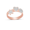 atjewels Round White Zirconia 14K Rose Gold Plated On 925 Sterling Silver Heart and Star Trio Ring MOTHER'S DAY SPECIAL OFFER - atjewels.in