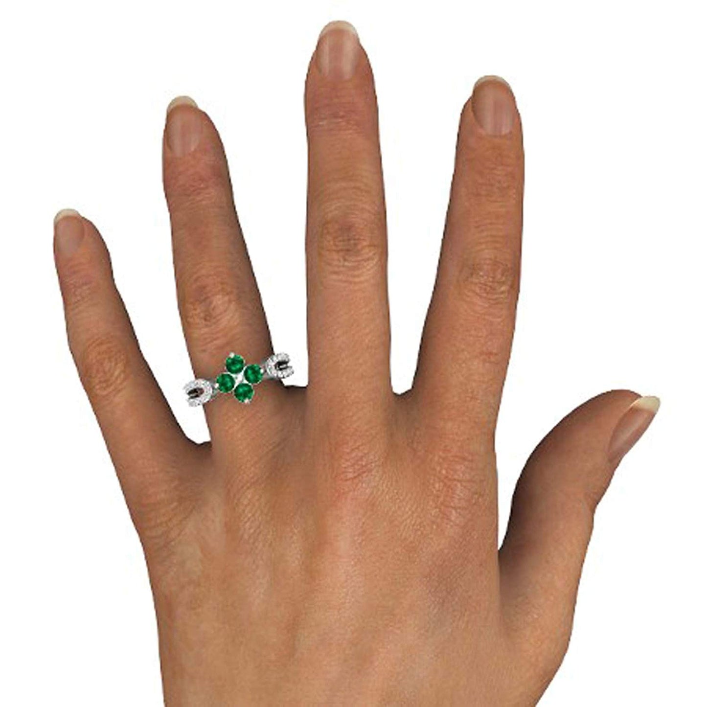 atjewels Round Cut Gemstone & White CZ .925 Sterling Silver Engagement Flower Ring For Girl's and Women's For Diwali Special - atjewels.in