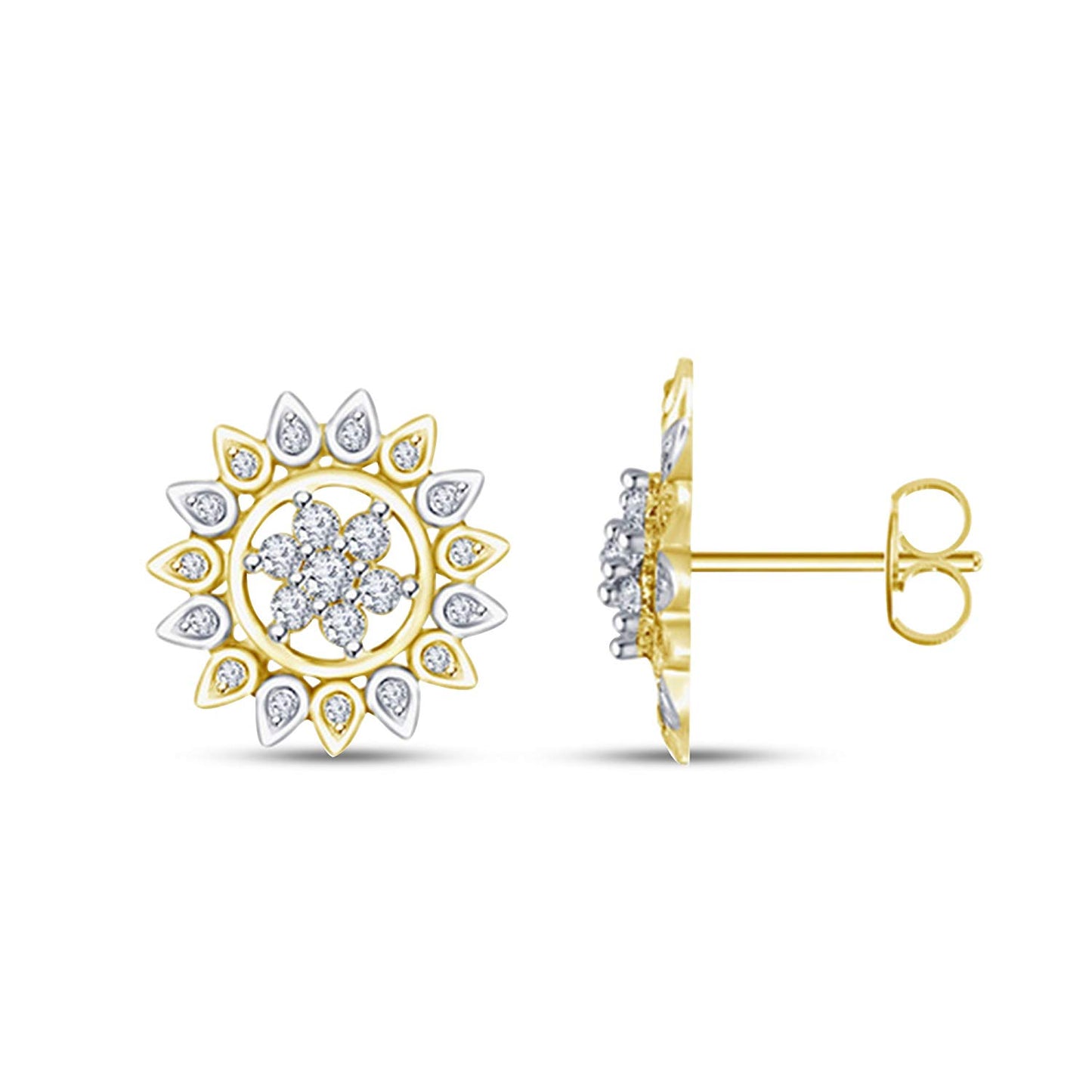 atjewels White and Yellow Gold Over 925 Sterling Silver Round White CZ Engagement Stud Earrings MOTHER'S DAY SPECIAL OFFER - atjewels.in