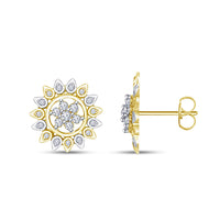 atjewels White and Yellow Gold Over 925 Sterling Silver Round White CZ Engagement Stud Earrings MOTHER'S DAY SPECIAL OFFER - atjewels.in