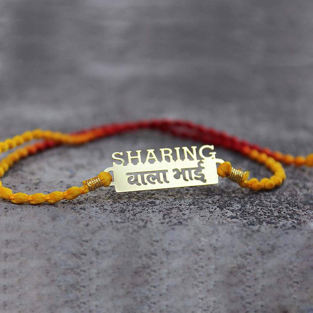 atjewels 14K Yellow Gold Over .925 Sterling Silver SHARING WALA BHAI Rakhi MOTHER'S DAY SPECIAL OFFER - atjewels.in