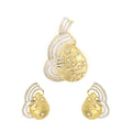 atjewels 14K Yellow Gold Plated on 925 Silver Leaf Pendant and Earrings Set MOTHER'S DAY SPECIAL OFFER - atjewels.in