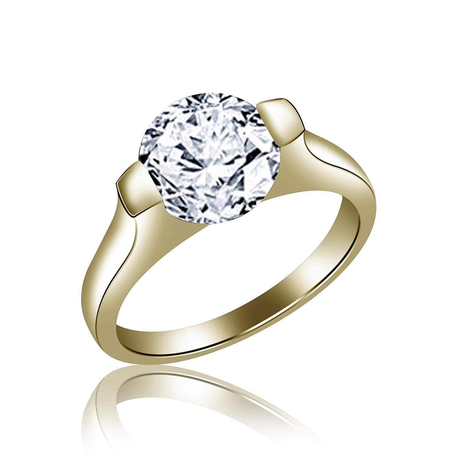 atjewels White Daimond Solitaire Ring For Women 18K Yellow Gold Over .925 Sterling Silver MOTHER'S DAY SPECIAL OFFER - atjewels.in